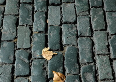 Das Foto zeigt Straßenpflaster am Parliament in Dublin, heute Bank of Ireland (Foster Places) - fotografiert im September 2008