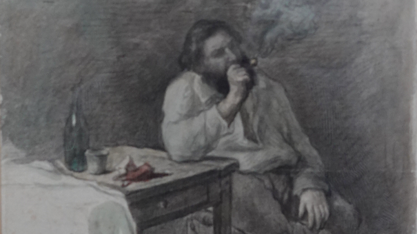 Gustave Courbet im Gefängnis, Zeichnung von Armand Gautier, 16. August 1871